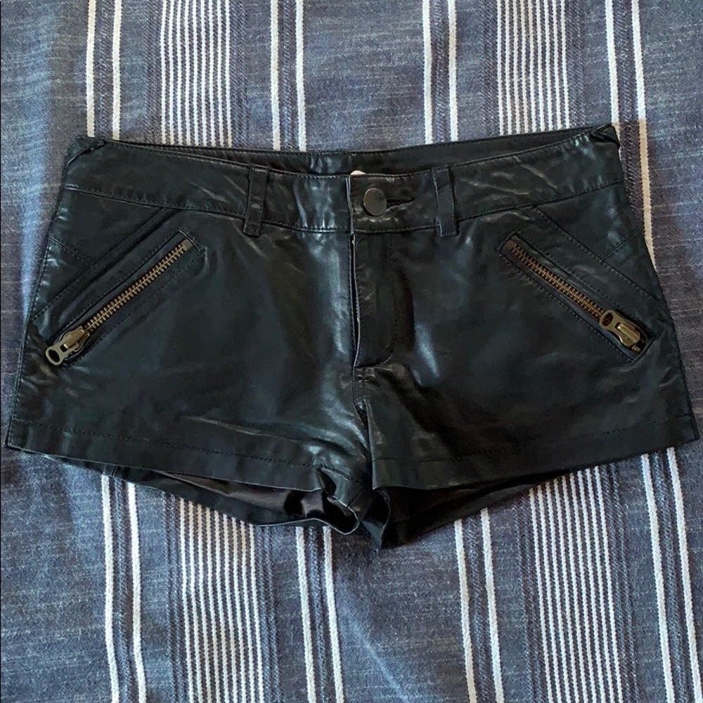 Black leather shorts